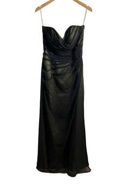 Witchy Goth Slime Green Maxi Dress w/ Black sheer overlay, Morticia, Sz. S